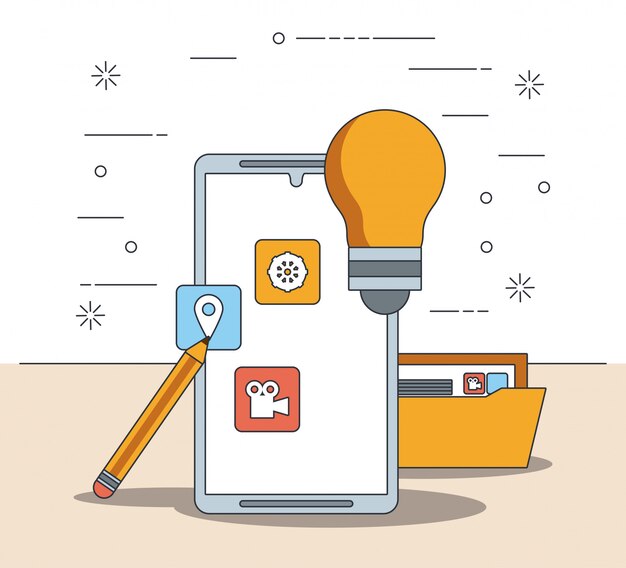 Tecnología dispositivo electrónico moderno gadget de dibujos animados.