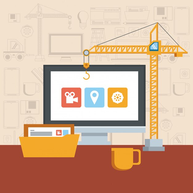 Tecnología dispositivo mantenimiento soporte concepto caricatura