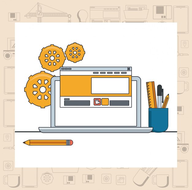 Tecnología dispositivo mantenimiento soporte concepto caricatura