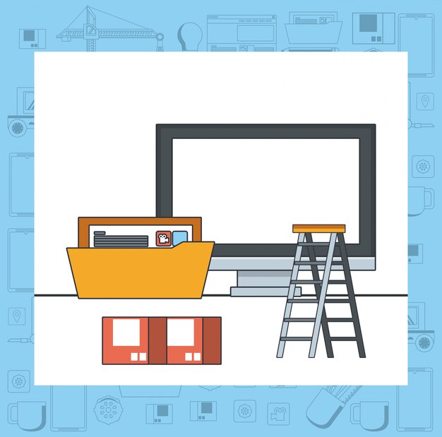 Tecnología dispositivo mantenimiento soporte concepto caricatura