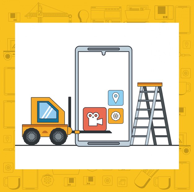 Tecnología dispositivo mantenimiento soporte concepto caricatura