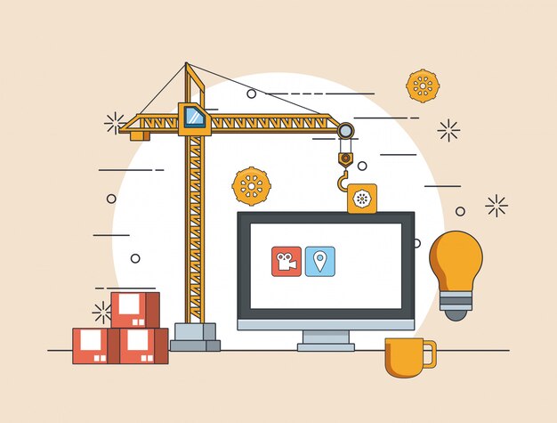Tecnología dispositivo mantenimiento soporte concepto caricatura