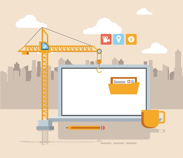 Tecnología dispositivo mantenimiento soporte concepto caricatura