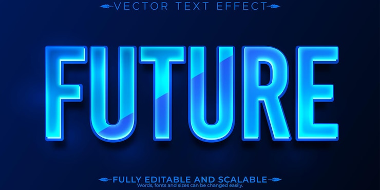 Vector gratuito tecnología editable de efecto de texto de inteligencia artificial y estilo de texto científico
