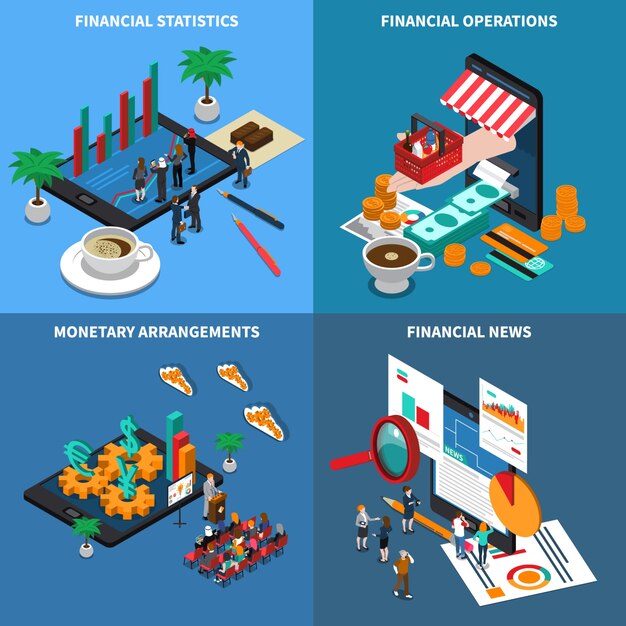 Tecnología financiera isométrica