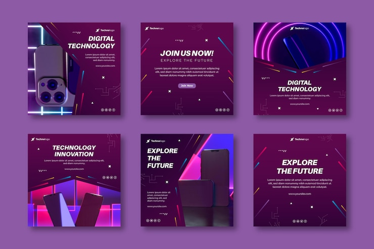 Vector gratuito tecnología y futuras publicaciones de instagram