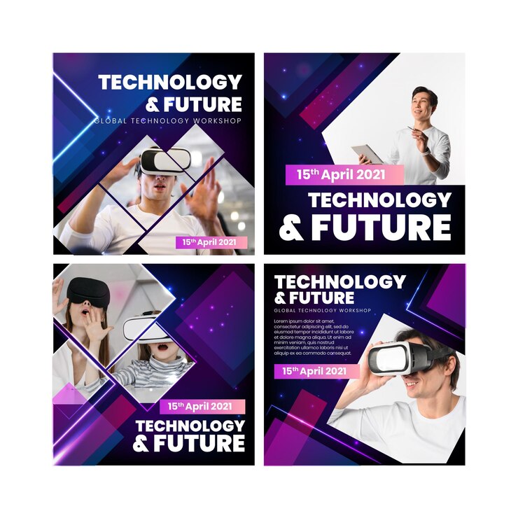 Vector gratuito tecnología y futuras publicaciones de instagram