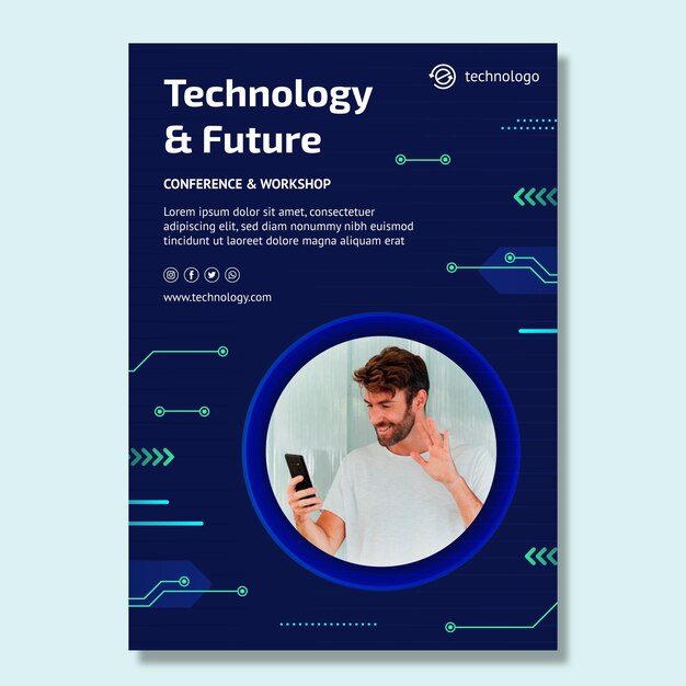 Tecnología y futuro flyer vertical.