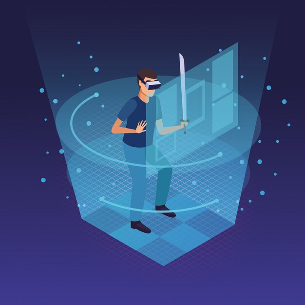 Tecnología de gafas de realidad virtual.