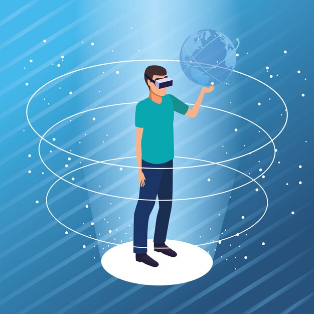 Tecnología de gafas de realidad virtual.