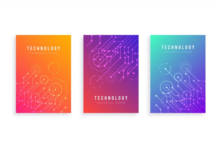 Vector gratuito tecnología de gradiente de cubierta set