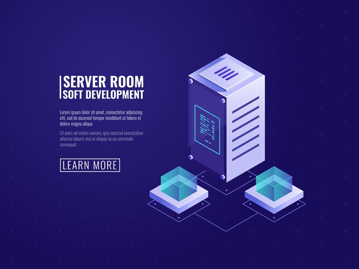 Vector gratuito tecnología informática y concepto de ciencia de datos, centro de datos con icono de base de datos