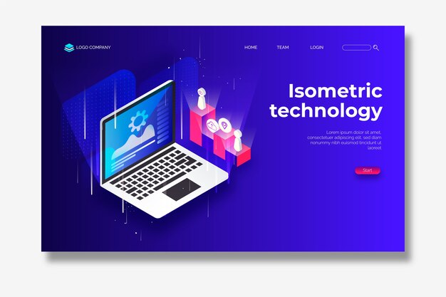 Tecnología isométrica de página de aterrizaje