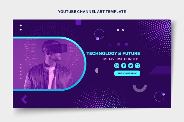 Tecnología de medios tonos degradados arte del canal de youtube