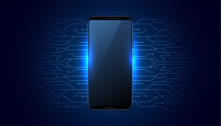 Vector gratuito tecnología móvil futurista con líneas de circuito.