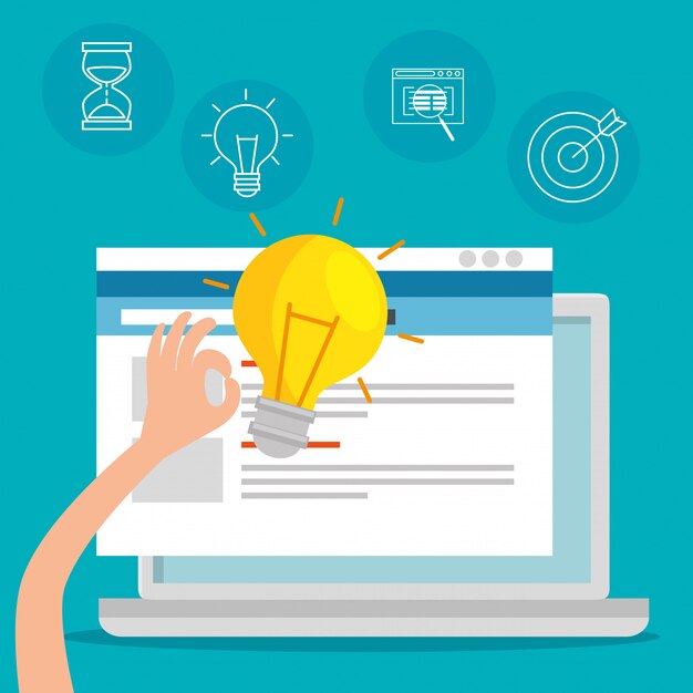 Tecnología portátil con información de la oficina del sitio web.