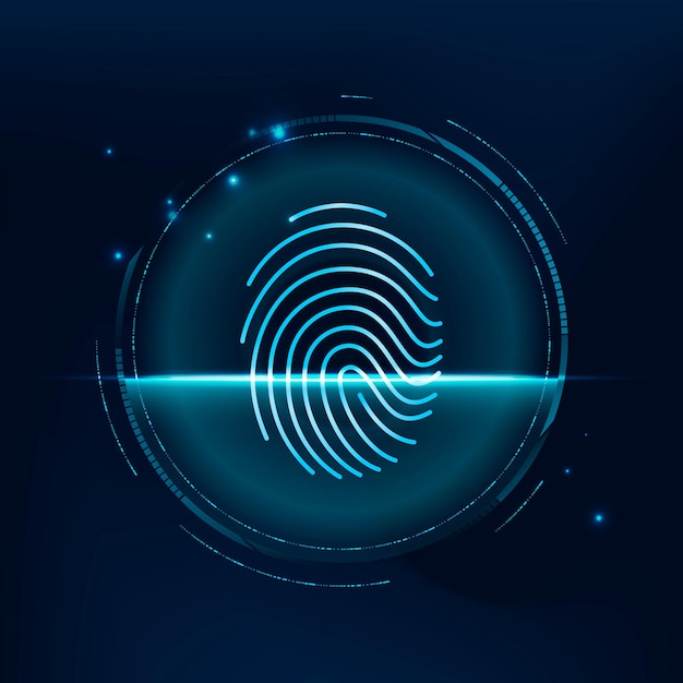 Tecnología de seguridad cibernética de vector de escaneo biométrico de huellas dactilares