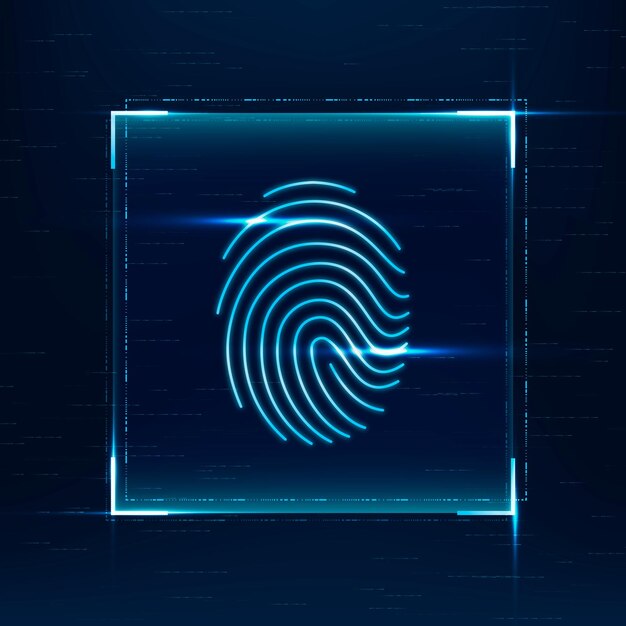 Tecnología de seguridad cibernética de vector de escaneo biométrico de huellas dactilares