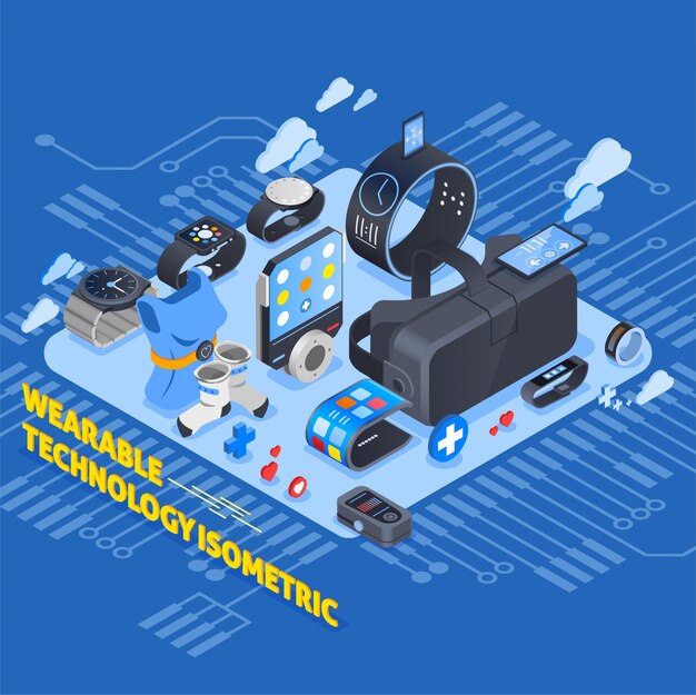 Tecnología usable diseño isométrico