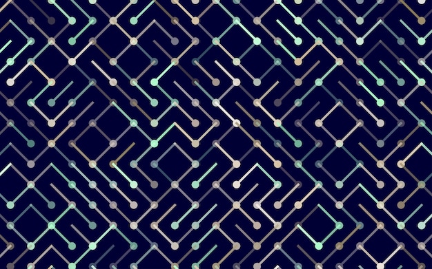 Tecnología Vector de patrones sin fisuras Banner Adorno de rayas geométricas Ilustración de fondo lineal monocromática