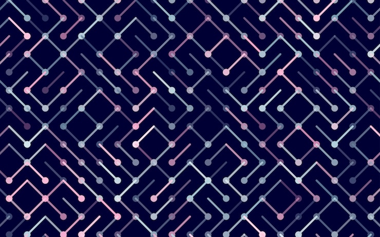 Vector gratuito tecnología vector de patrones sin fisuras banner adorno de rayas geométricas ilustración de fondo lineal monocromática