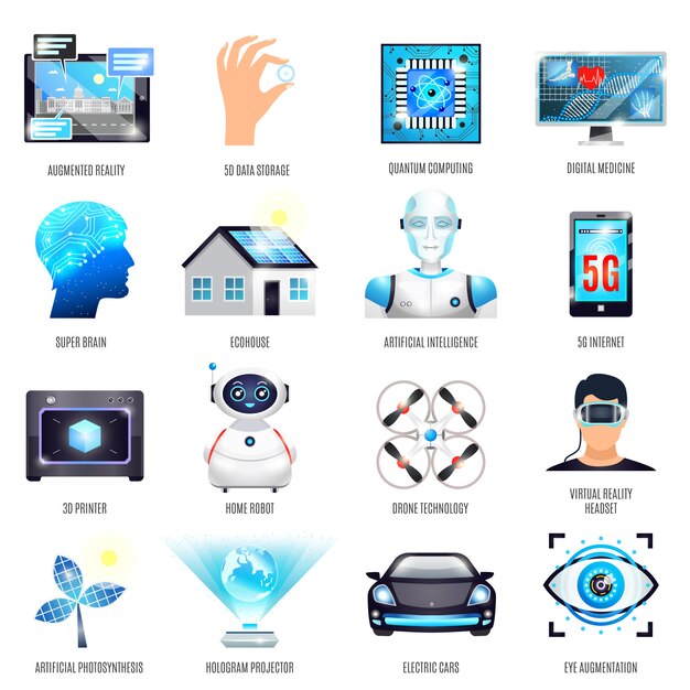 Tecnologías de conjunto de iconos de futuro
