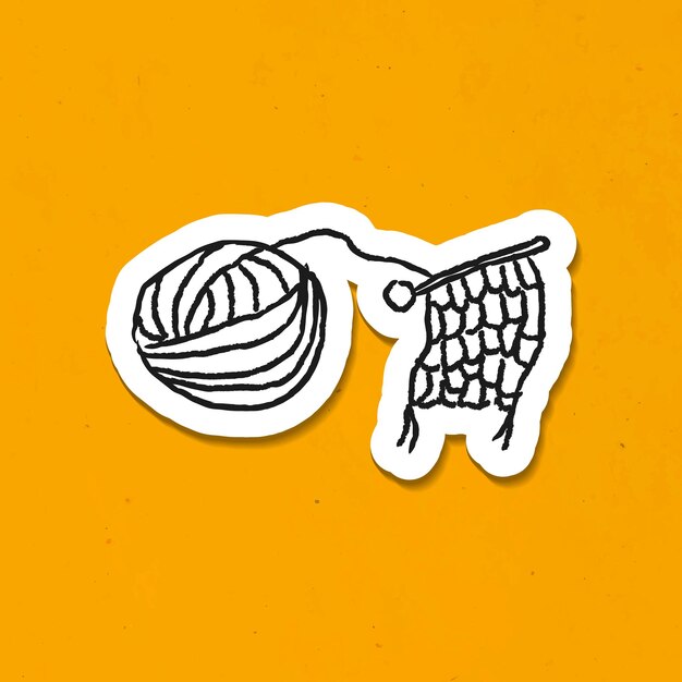 Tejer un vector de pegatina de doodle de bufanda