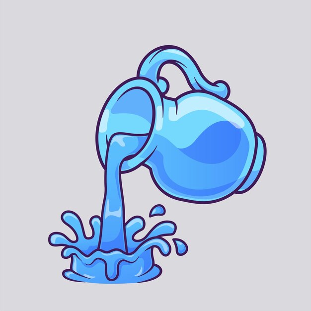 Tejera vertiendo agua Icon de vector de dibujos animados Ilustración de bebida Icon de objeto Vector plano aislado