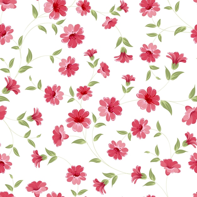 Tela de flores rosas, estampado sin costuras. Ilustración vectorial.