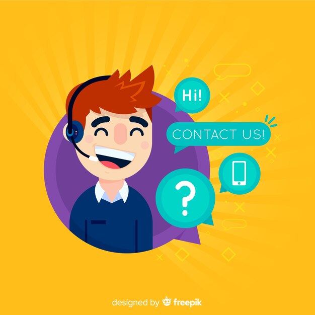 Telefonista call center diseño plano