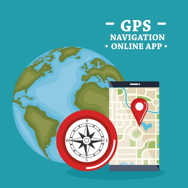teléfono inteligente con aplicación de navegación gps