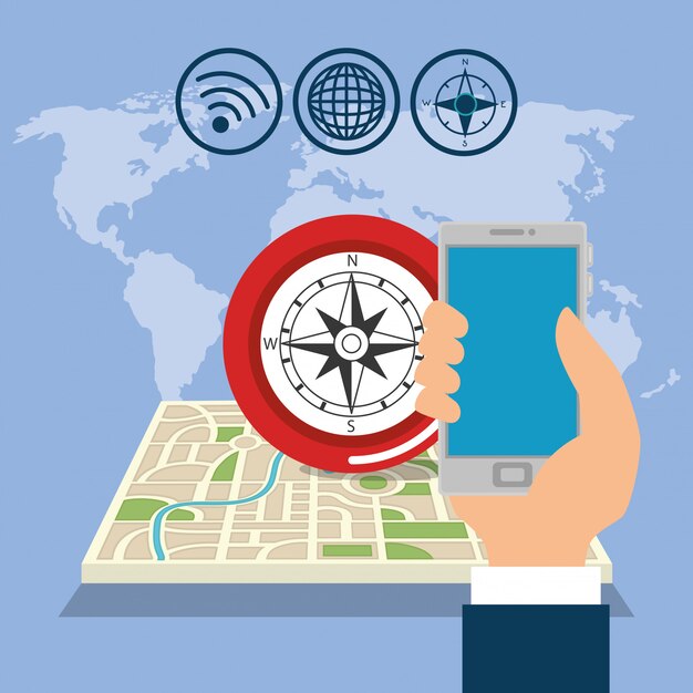 teléfono inteligente con aplicación de navegación gps