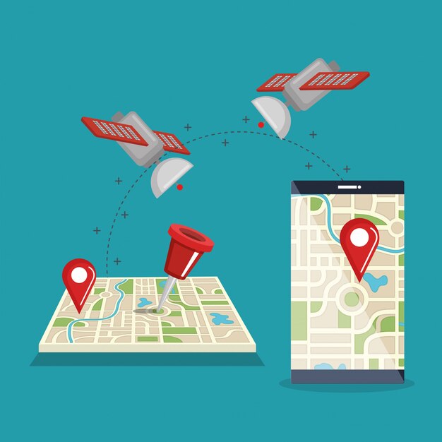 teléfono inteligente con aplicación de navegación gps