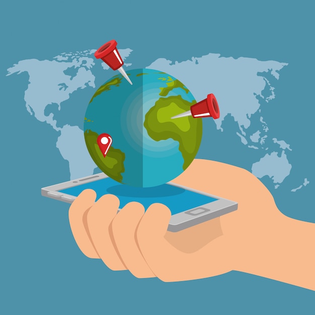 teléfono inteligente con aplicación de navegación gps