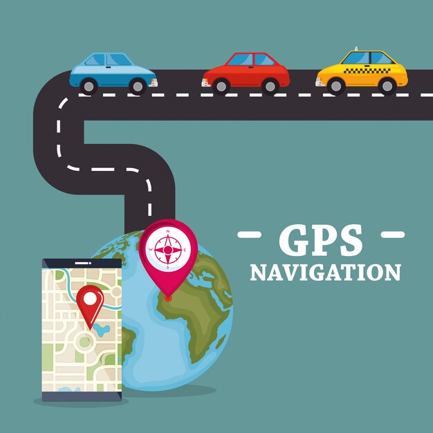 teléfono inteligente con aplicación de navegación gps