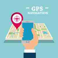 Vector gratuito teléfono inteligente con aplicación de navegación gps