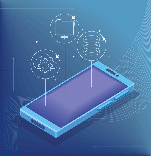 teléfono inteligente con icono de tecnología de aplicación