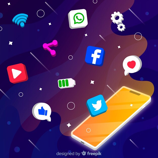 Teléfono móvil antigravedad con iconos