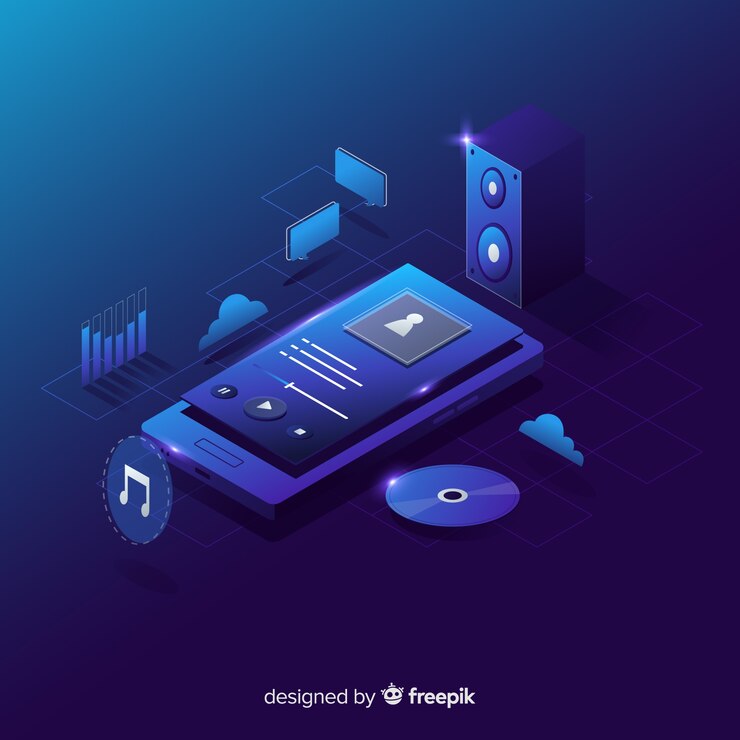 Vector gratuito teléfono móvil antigravedad isométrico