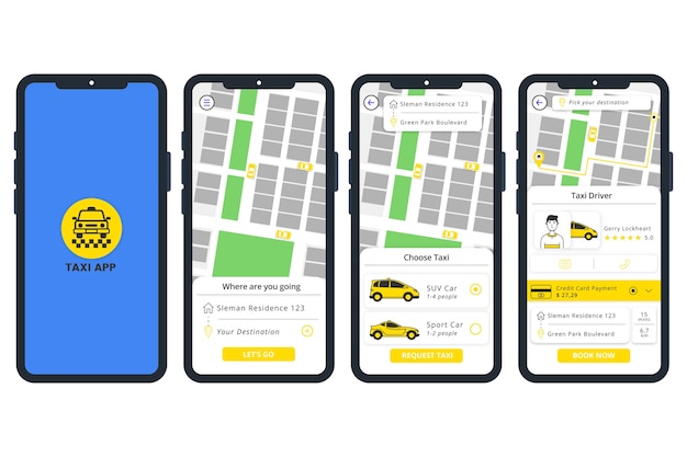 Teléfono móvil con aplicación de taxi.