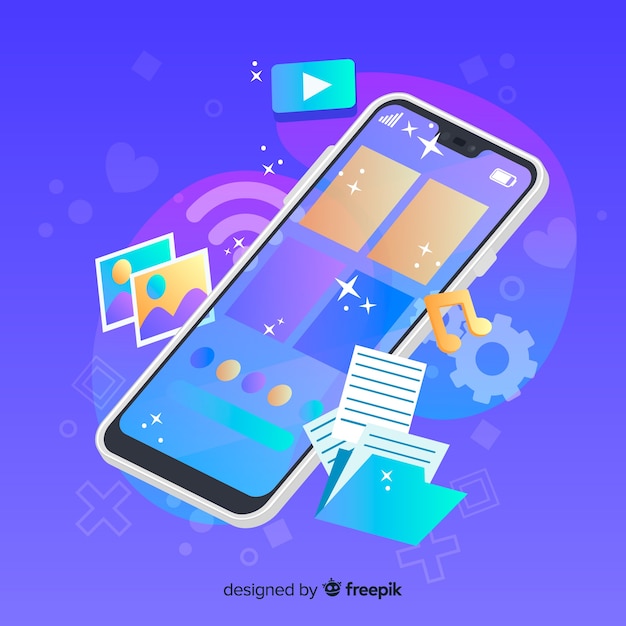 Teléfono móvil con íconos de medios al lado