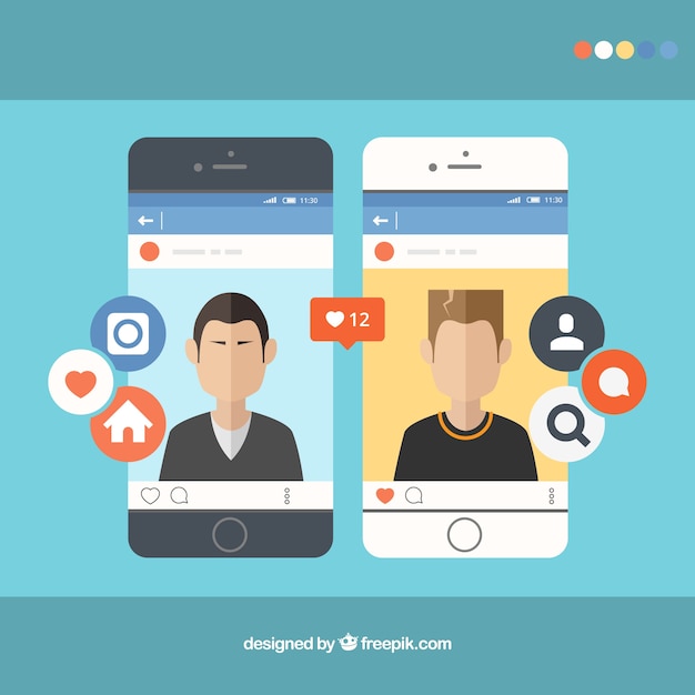Vector gratuito teléfonos inteligentes con instagram