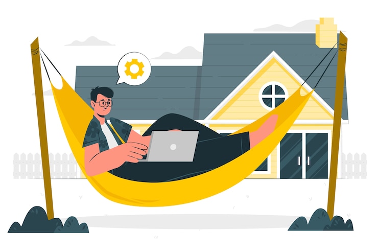 Vector gratuito teletrabajo en un concepto de ilustración de hamaca