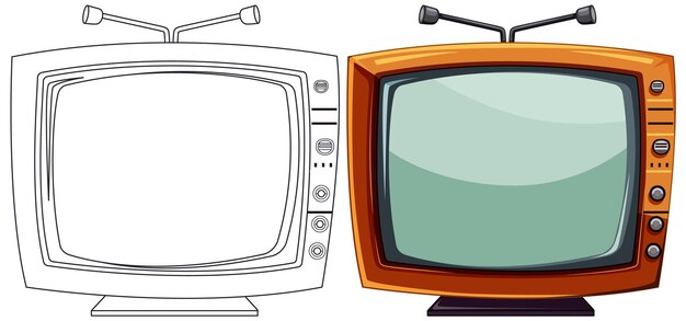 Televisores antiguos y modernos uno al lado del otro