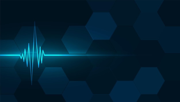telón de fondo geométrico de patrón hexagonal moderno con vector de línea cardio brillante