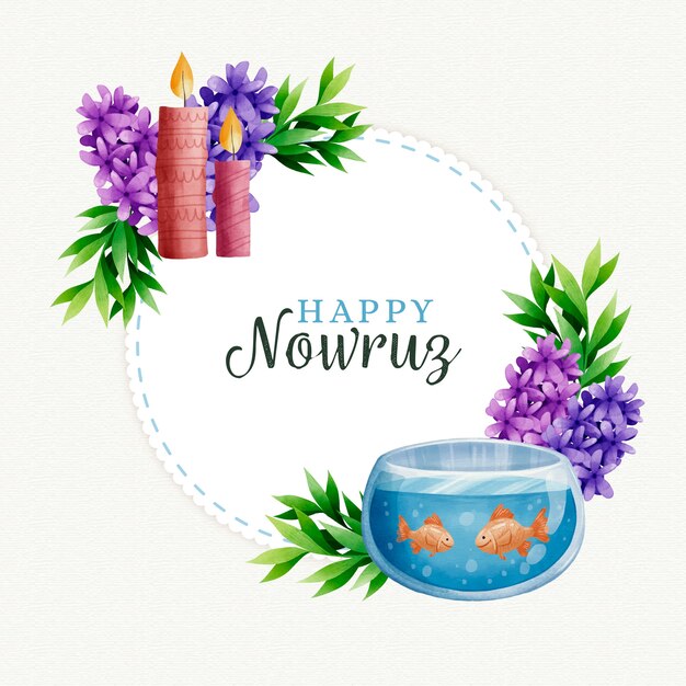 Tema de acuarela feliz día de nowruz