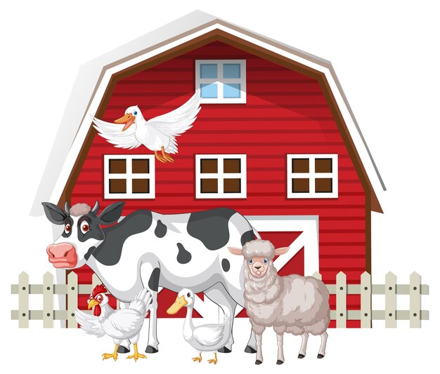 Tema agrícola con muchos animales.