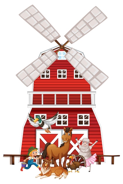 Tema agrícola con muchos animales.