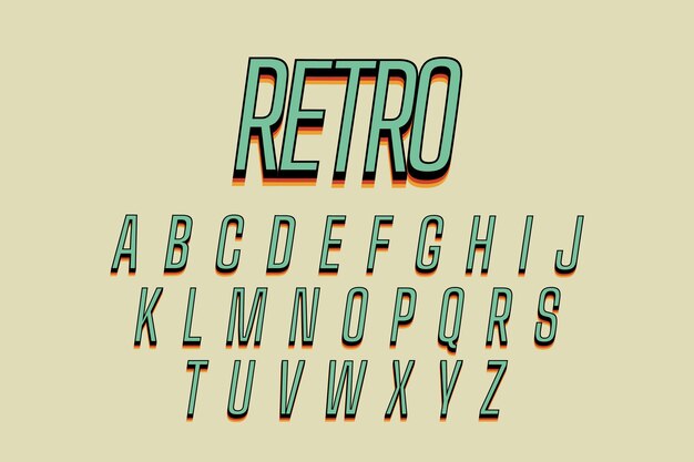 Tema del alfabeto retro 3D