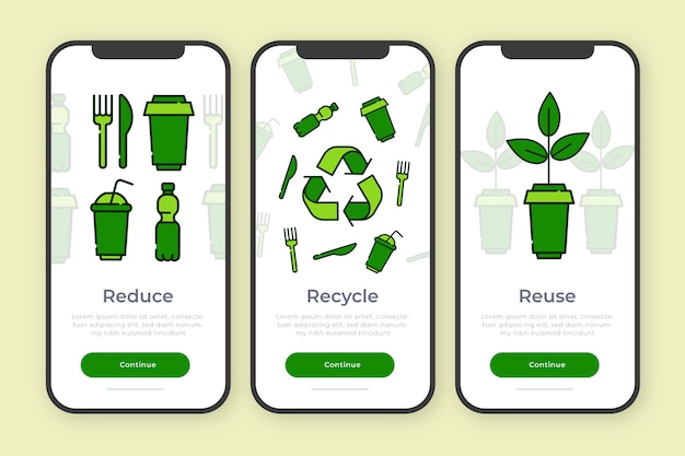 Vector gratuito tema de aplicación de incorporación para reciclaje